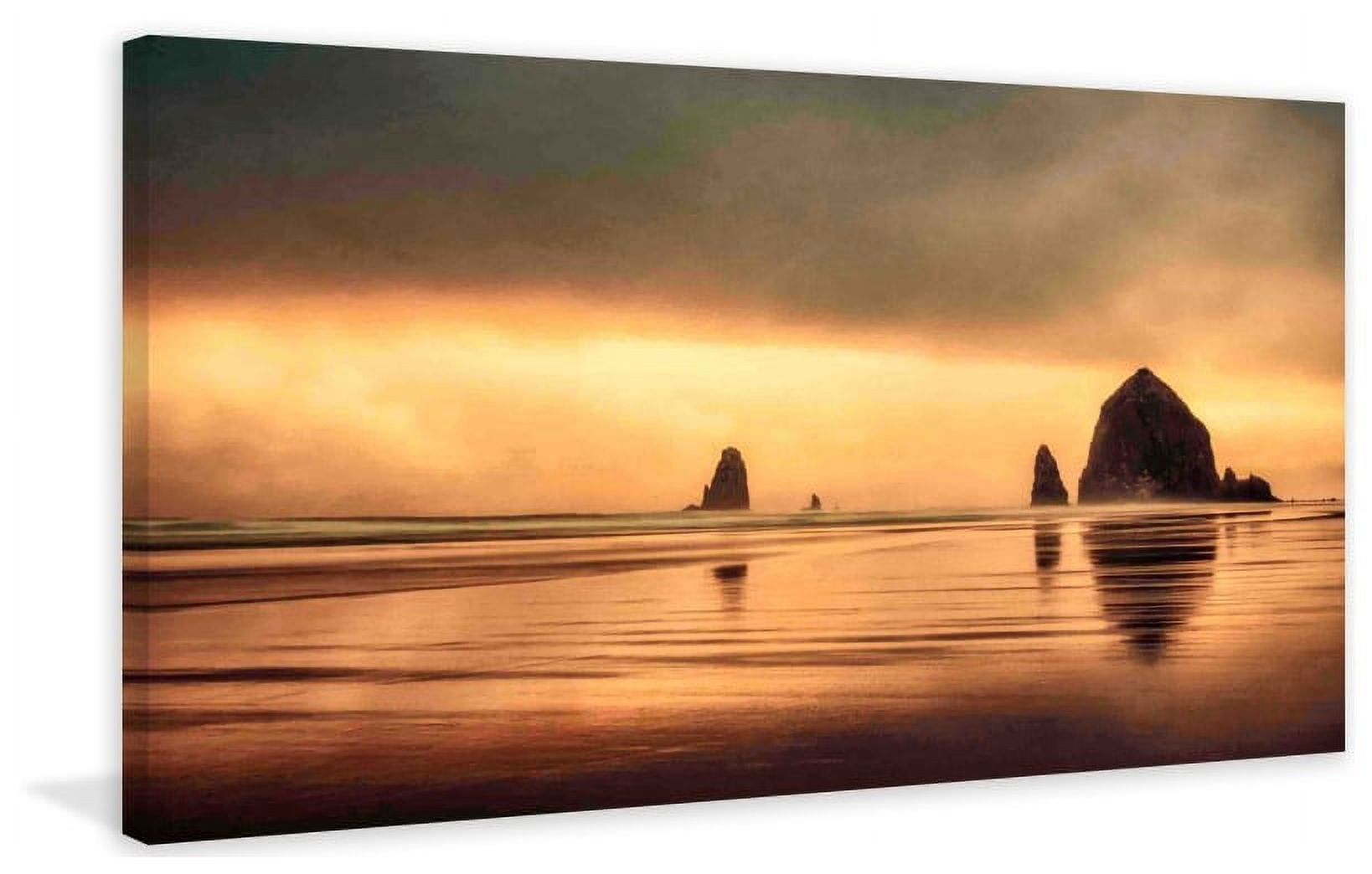 MARMONT HILL  - Handmade Haystack Sunset Painting Print on Canvas 36 x 18