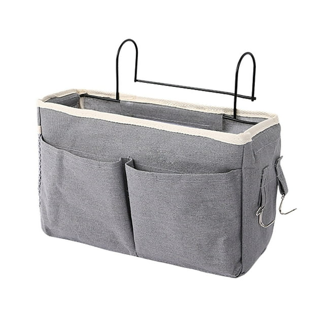 Organizador de almacenamiento colgante con ganchos Slhljlin para mesita de noche, 4 bolsillos, bolsa de lona para literas, dormitorios universitarios (C)