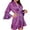 Purple, variant on Feancey Satin Robes for Women Silk Kimono Bathrobe Short Ruffle 3/4 Sleeve Sleepwear Soft Bridesmaids Nightgowns with Belt Navy L