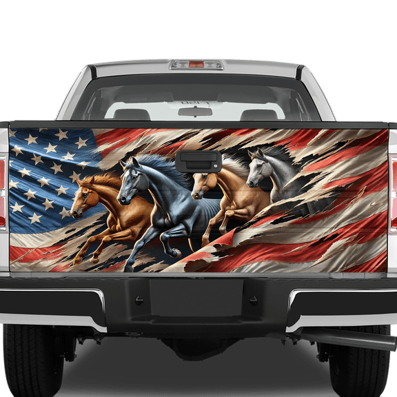 Lotusprinthandmade Tailgate US Flag Horse Wrap 2 Sizes 24"x58"