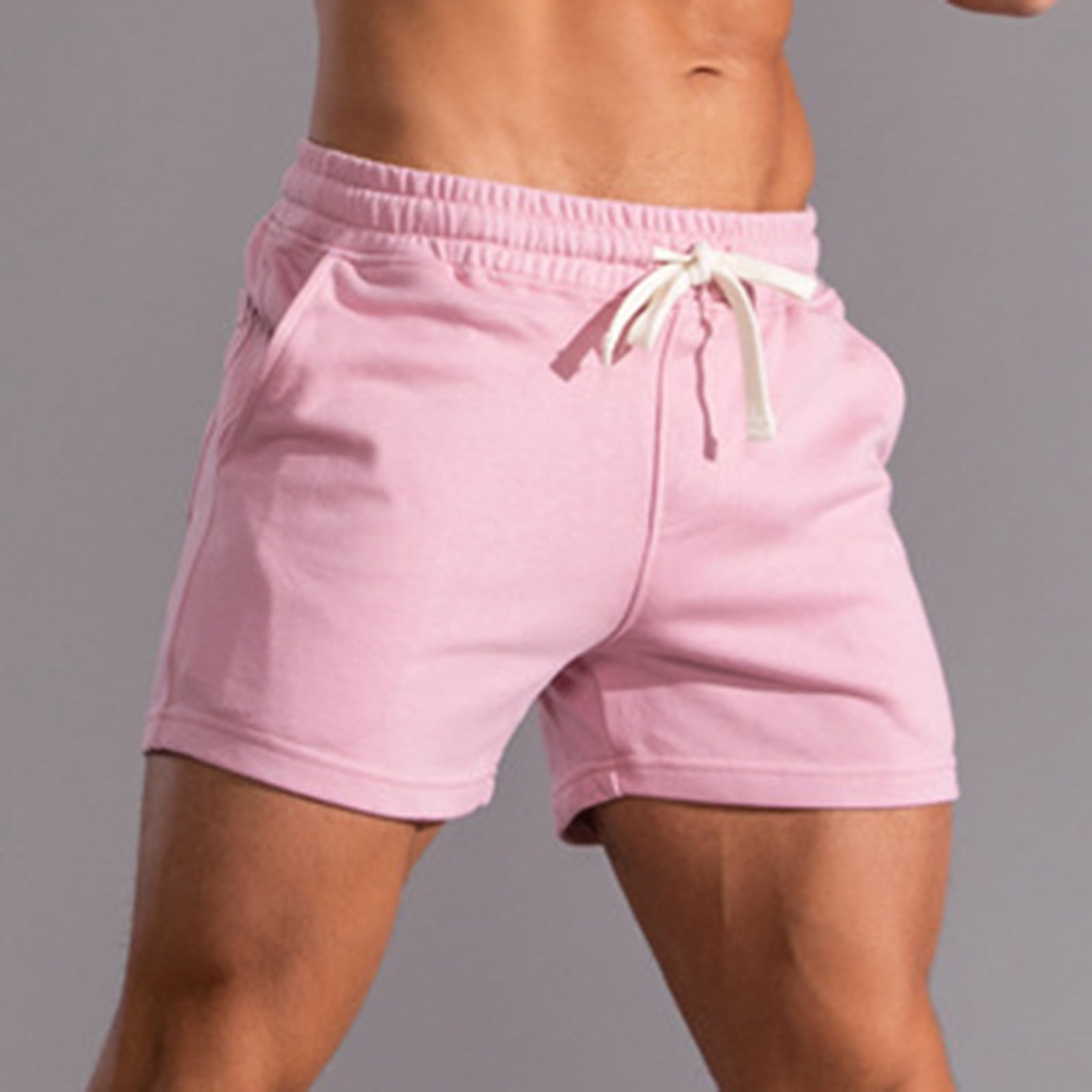 YYDGH Mens Athletic Gym Shorts Cotton Jogger Workout Lounge Shorts Elastic  Waist Drawstring Pocket Sweat Shorts Pink XXL - Walmart.com