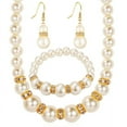 thumbnail image 4 of Conjunto de tres piezas de collar, pulsera y pendientes de perlas de imitación para novia, conjunto de accesorios para mujer, 4 of 4