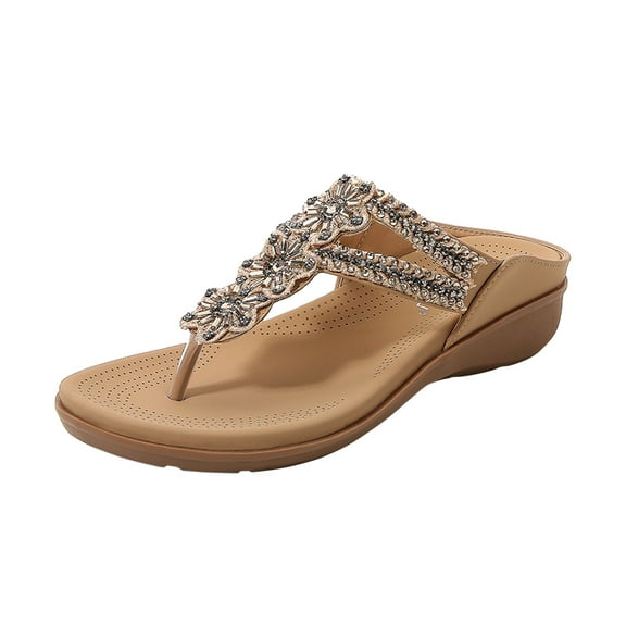 VerPetridure Slippers for Women Slippers Women's Retro Flower Beaded Rhinestonee Large Size Sandals Fashion Versatile Soft And Comfortabl Slippers