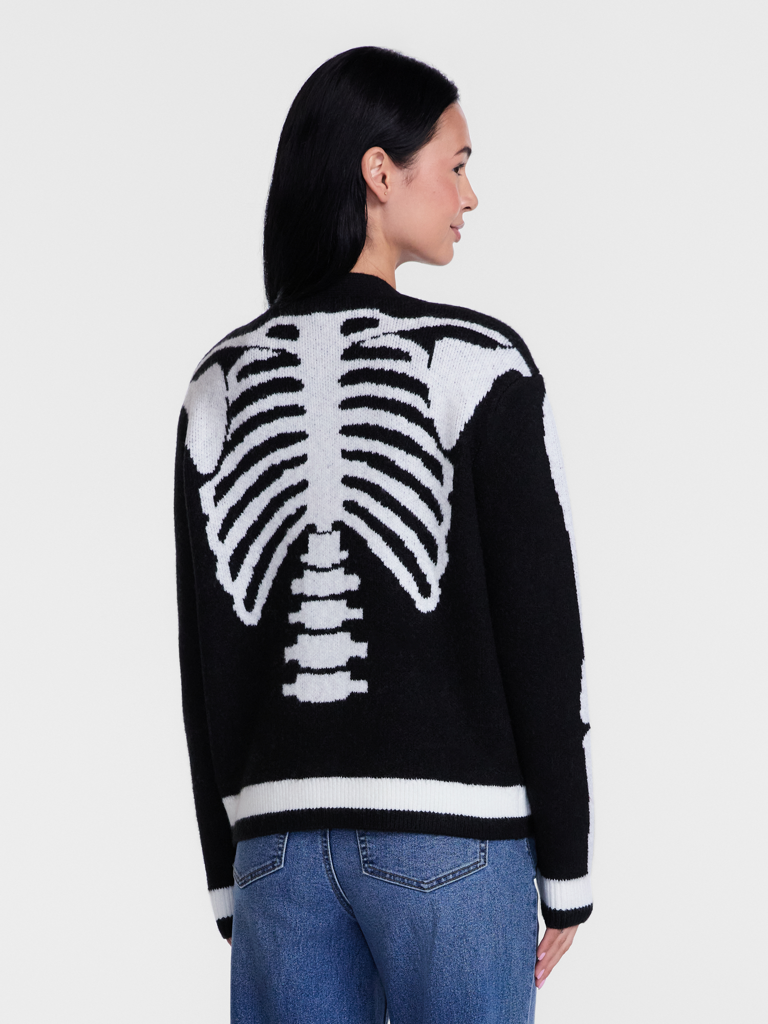 Way To Celebrate Women's Skeleton Graphic Cardigan Sweater photo 3