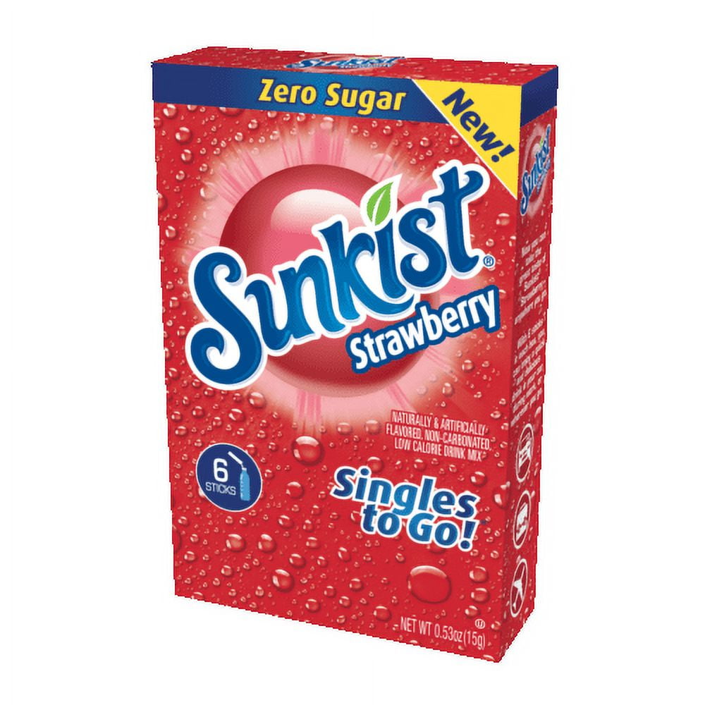 Sunkist Soda Strawberry Singles To Go Drink Mix, 0.53 OZ, 6 CT (2 pack)