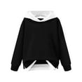 thumbnail image 4 of Boys Girls Striped Plus Size Sweatshirt Color Block Crew Neck Long Sleeve Casual Loose Pullover Winter Warm Tops for Gifts,Brown 2,3 Years, 4 of 5