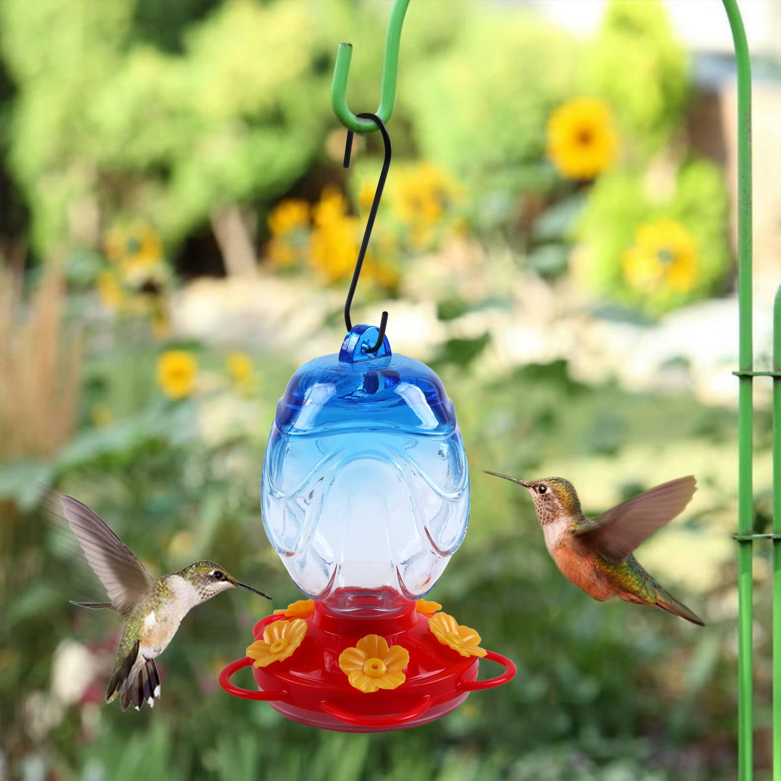 CVLNCYCLING Stained Glass Hummingbird Feeder, Hanging Water Design, for Outdoor Garden, Bird Lovers Decoration