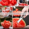 thumbnail image 4 of Cortador de sandía y tenedor 2 en 1 | Rebanador de fruta de acero inoxidable para melones y cantalupos | Utensilio de cocina y camping fácil de usar, 4 of 6