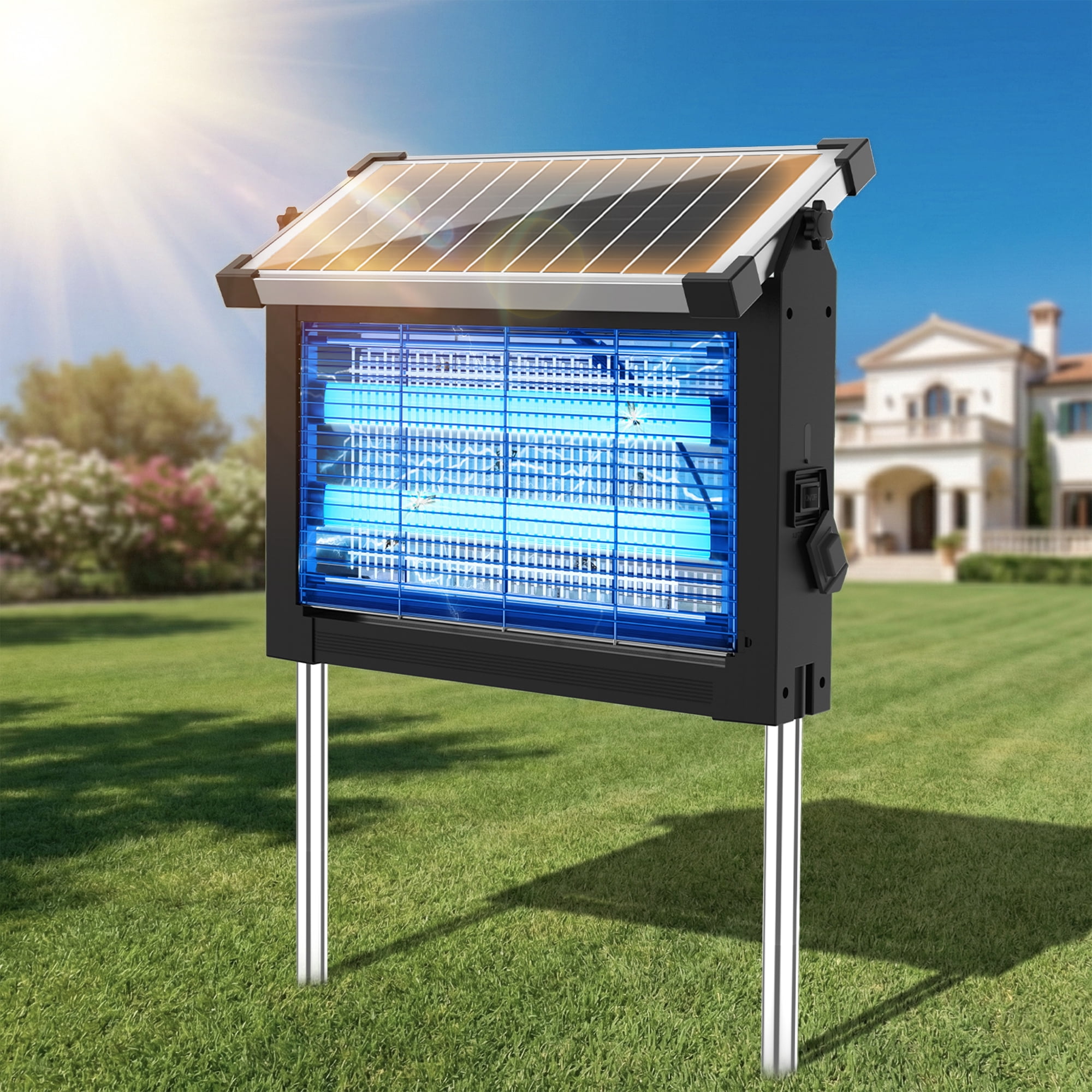 Rossetta Solar Bug Zapper Light, 4500V Waterproof Mosquito Zapper, Dual Power (Solar & USB) for Indoor & Outdoor, Black