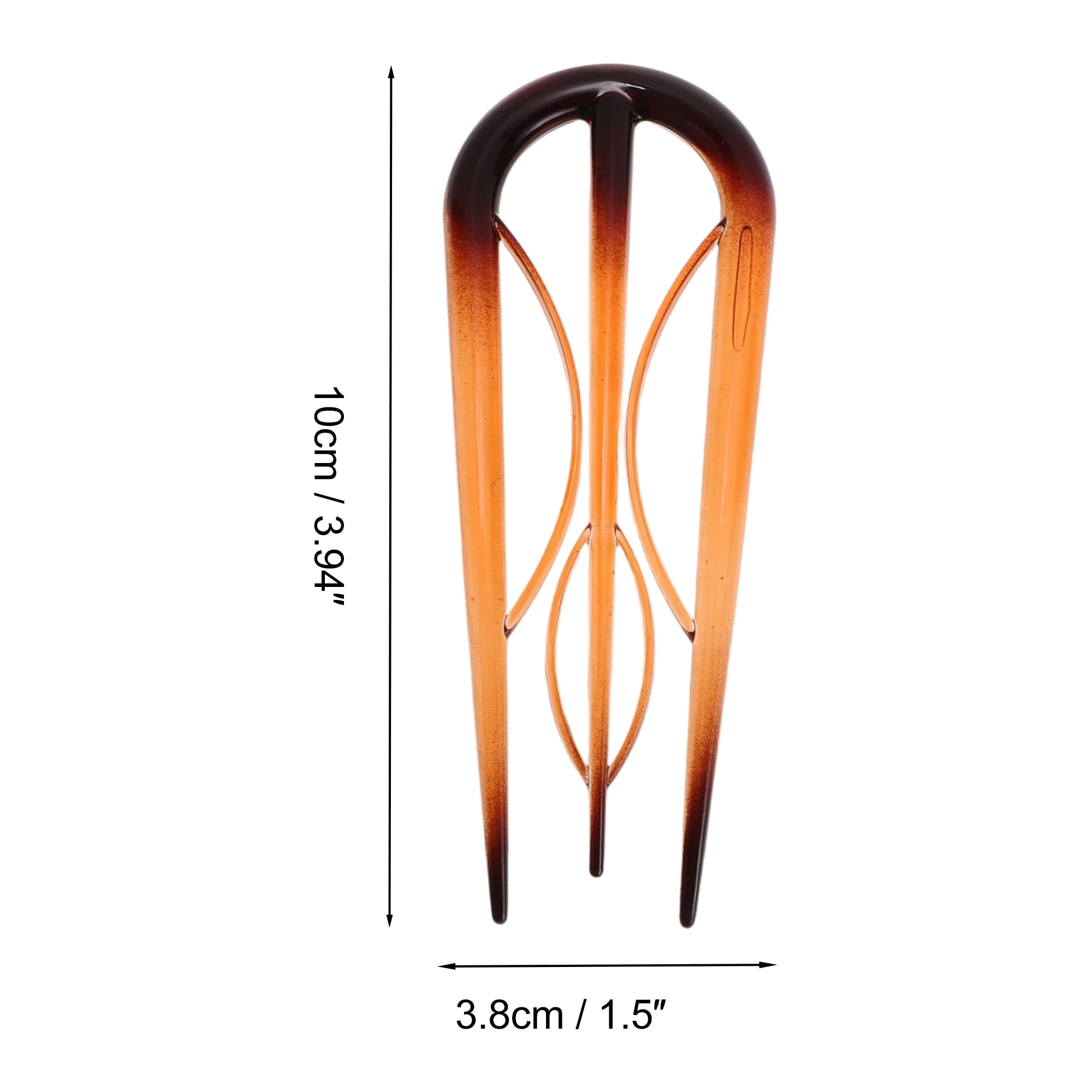 Unique Bargains U-shaped Hair Pin 3.94"x1.50" 1 Pc Transparent Brown
