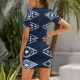 thumbnail image 2 of Dark Blue Textile White Pattern Summer Dresses For Women Dress Short Sleeves Dress, 2 of 9