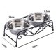 thumbnail image 2 of Cuencos dobles elevados de agua para comida de acero inoxidable con soporte de metal para alimentador de mascotas criado para perros y gatos, 2 of 5