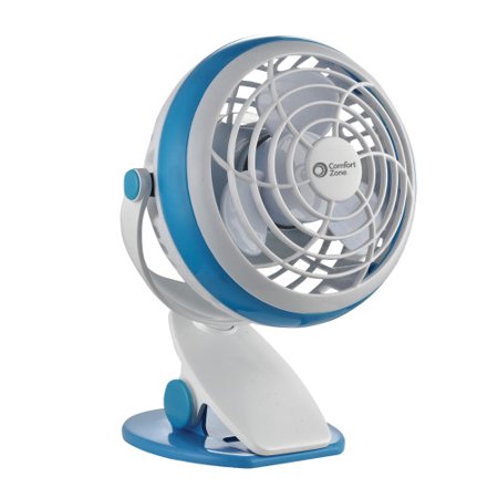 Comfort Zone 4  USB/Battery Clip Combo Fan  Blue