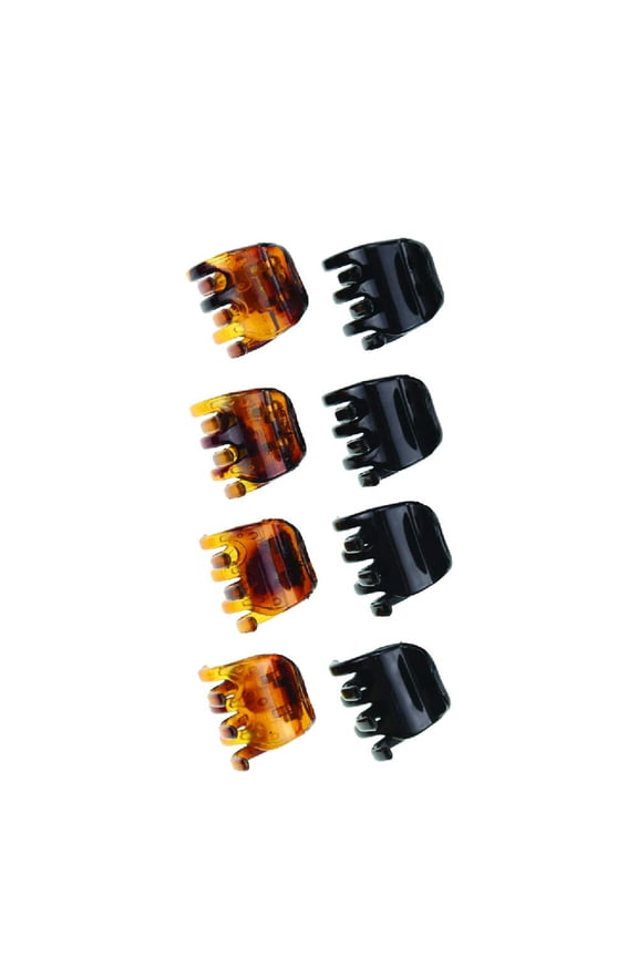 Women's And Girls`s Classics 8 Mini Claw Clips, Great for Easily Pulling Up Your Hair,Pefrect for All Hair Types, Plastic Material, Black and Brown Colors