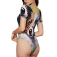 thumbnail image 3 of Lsque Colorful Flower Dog Women's Crew Neck Short Sleeve Bodysuit Basic T Shirts Tops Onesie Adult Cute Pajama-X-Large, 3 of 8