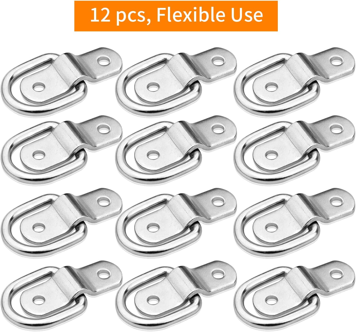 D-Ring Tie Downs Anchor1/4” Heavy Duty Surface Floor Mount Lashing Rings 2400 lbs Cargo Trailers Load-Bearing Hangers Bracket (Pack of 12)