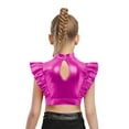thumbnail image 4 of Zaldita Kids Girls Ruffle Sleeve Crop Tank Top Jazz Hip Hop Dance wear Street Dancewear Shiny Metallic Dance Vest Hot Pink 8, 4 of 5