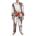 thumbnail image 3 of Uemuo Cockatoo Red Berries Pattern 2-Piece Loungewear Set - Men’s Soft Sleepwear, Cozy Winter PJs, Comfy Sleep Set-X-Large, 3 of 7