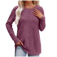 thumbnail image 4 of miqiqism Great discounts！Crewneck Shirt for Women Long Sleeve Tunic Tops Loose Pullover Basic Sweaters Fall Winter Clothes,X#02_Purple,Large, 4 of 6