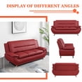 thumbnail image 4 of Aukfa 3 Piece Sofa Set - 79" Upholstered 3 Seat Sofa Couch for Living Room Bedroom, Leather, Red, 4 of 9