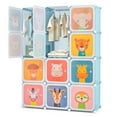 thumbnail image 1 of Costway 12-Cube Kids Wardrobe Baby Dresser Bedroom Armoire Clothes Hanging Closet with Door Blue, 1 of 10