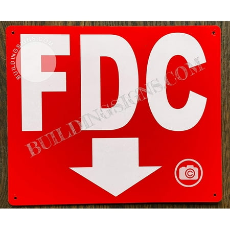 

BUILDINGSIGNS.COM FDC Sign -FDC Arrow Down Sign (RED Reflective Aluminum 10x12 -Rust Free) (ref-2201)
