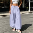 thumbnail image 2 of HappyYEE Women’s Baggy Balloon Pants Elastic Waist Wide Leg Joggers with Pockets Loose Fits Cuffed Ankle Lightweight Travel Trousers L, 2 of 7