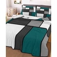 thumbnail image 3 of Quilts Twin Size Bedding Set, Abstract Green Grey Lightweight Quilted Comforter, Modern Geometric Color Blocks Soft Reversible Bedspread Coverlet with Pillow Covers for All Season, 68" x 86", 3 of 7