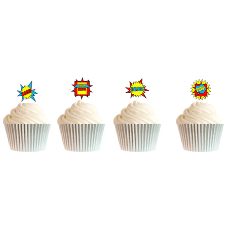 24pk Boys's Super Hero Theme Edible Cake Decoration Toppers