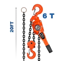 Manual Lever Chain Hoist, 6T Come Along Winch, Chain Hoist Lift 20FT, G80 Galvanized Carbon Steel Chain Fall Hoist, For Garage Automotive Machinery