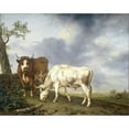 thumbnail image 2 of Jan Kobell II 24x20 Gold Ornate Framed and Double Matted Museum Art Print Titled - Oxen in the Meadow (1806), 2 of 4