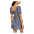 thumbnail image 2 of Sequin Hearts Womens Juniors Floral Print Puff Sleeve Mini Dress Navy L, 2 of 2