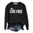 thumbnail image 3 of Live Free Sweatshirts for Women Freedom Letter Print Classic Fit Pullover Long Sleeve Crew Neck Lightweight Tops, 3 of 5