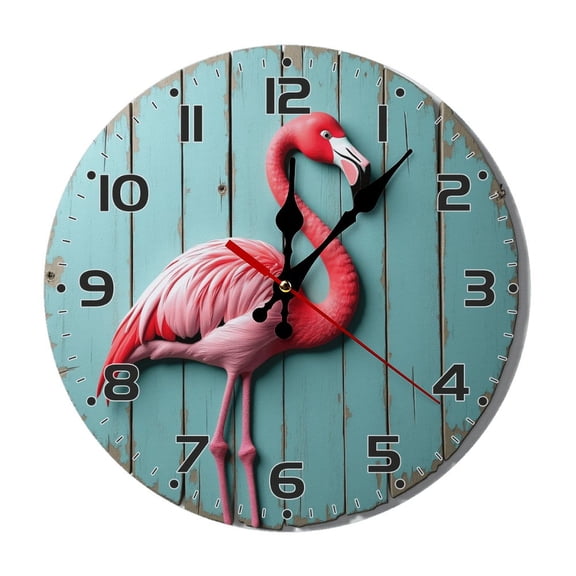 Pink Flamingo Wall Clock 10 Inch Silent Non Ticking Round Clock Decoration for Living Room Kitchen Bedroom Bathroom Office Classroom