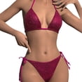 thumbnail image 1 of TSADFHJI Maillots de Bain pour Femmes Maillot Dermoprotecteur Bikini Aguichant Deux Pièces Ensemble Bikini à Sequins String Triangle Maillot de Bain L Rouge, 1 of 6
