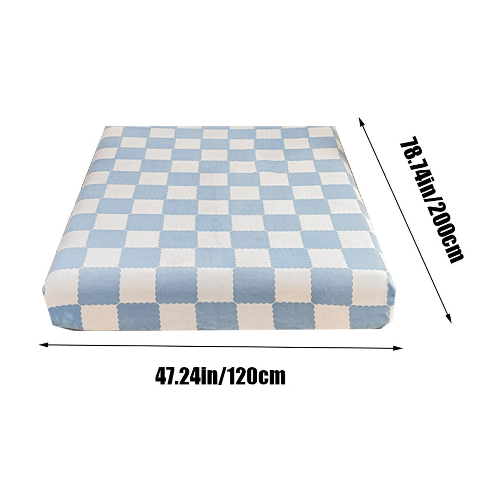 Quilted Fitted Sheet Winter Warm, Checkerboard Pattern Mattress Protector – Breathable Non-Slip Pocket Design, Soft Polyester Bed Cover for Care Bed, Home or Guest Room