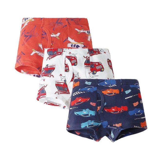 Sous-vêtements pour Tout-Petits Enfants Imprimé Mignon Shorts Pantalons 3 Pcs Multipack Boxeurs Rouges Garçons 3-4 Ans