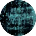 thumbnail image 1 of Ahgly Company Machine Washable Indoor Round Abstract Turquoise Blue Modern Area Rugs, 3' Round, 1 of 4