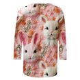 thumbnail image 4 of Womens 3/4 Sleeve Blouses,Women's Happy Easter Cute 3D Bunny Shirts Tops Cute Rabbit Graphic Crew Neck Dressy Casual T-Shirt Tops, 4 of 5