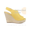 thumbnail image 3 of BLISSFUL STEP Women's Fashion Espadrille High Heel Open Toe Sandals Yellow 10, 3 of 6