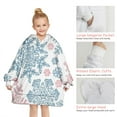 thumbnail image 6 of Blue and Pink Christmas Snowflake Pattern Blanket Hoodies for Kids 6-13YR Oversize Wearable Blanket Hoodies for Boys Girls Teens, 6 of 7