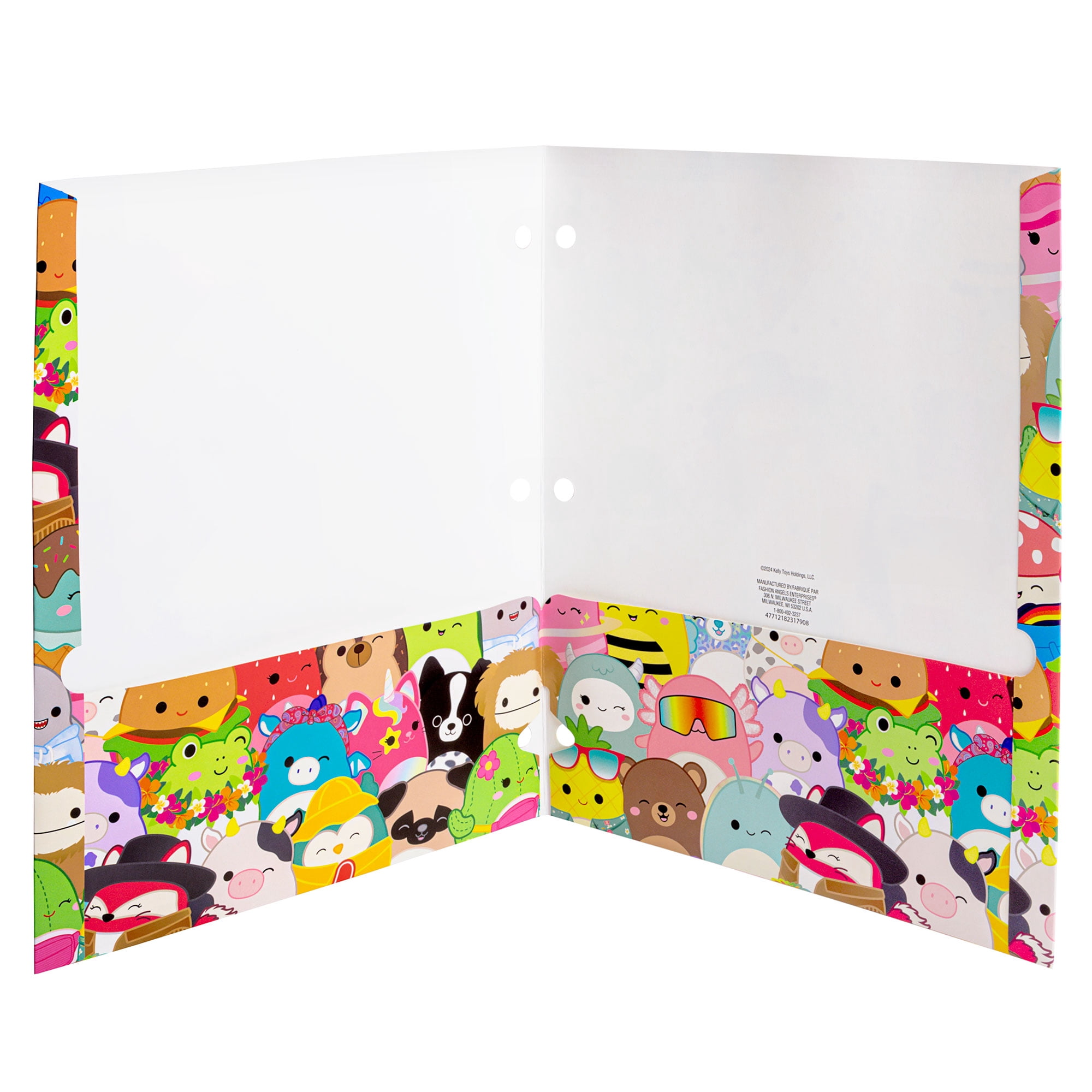 (2 pack) (2 pack) Squishmallows Multi Squishmallows 2 Pocket Folder, 3 Hole Punch, Multi Color