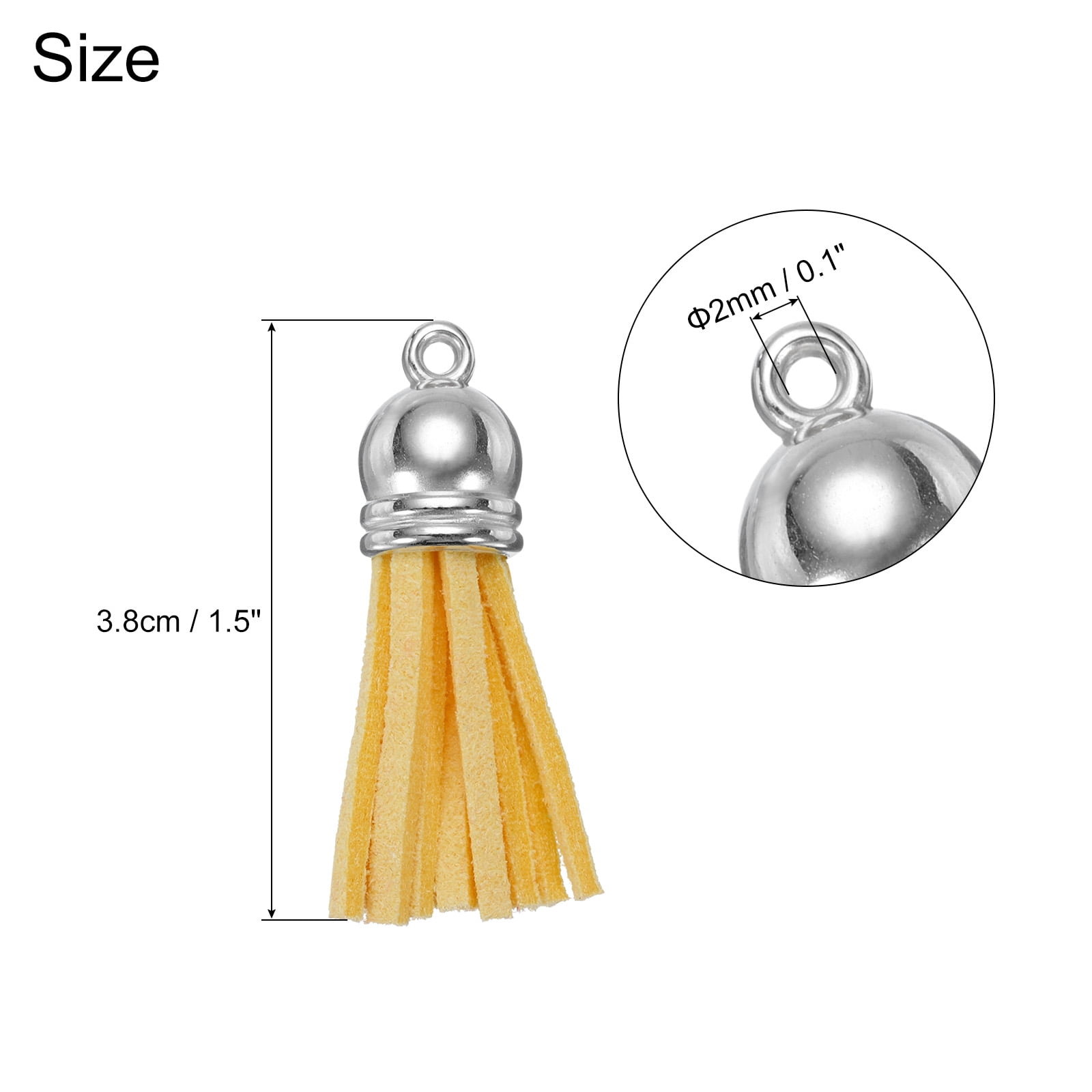 Unique Bargains Keychain Tassels Bulk Leather Tassels Deep Yellow