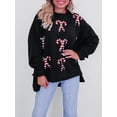 thumbnail image 5 of FEORJGP Women’s Christmas Sweatshirts Long Sleeve Pullovers Sparkle Candy Cane Print Jumpers Crew Neck Blouses Oversized Casual Tops for Spring Fall, 5 of 8