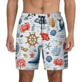 thumbnail image 2 of Picia Watercolor Nautical pattern Mens Swim Trunks with Compression Liner Stretch Beach Shorts Quick Dry with Zipper Pockets No-Chafing Board Shorts-Large, 2 of 9