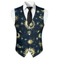 thumbnail image 5 of Yuyamidu Sun and Moon Men's Suit Vest Business Formal V-neck Waistcoat Size 2XL Casual Dress for Wedding Party Tuxedo, Blue, 5 of 7