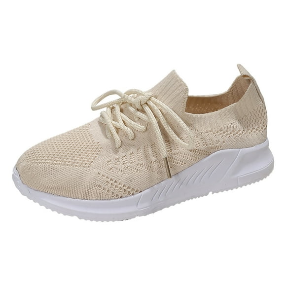 HBFAGFB Womens Casual Shoes Slip on Travel Soft Sole Comfortable Shoes Outdoor Sneakers Beige Size 39