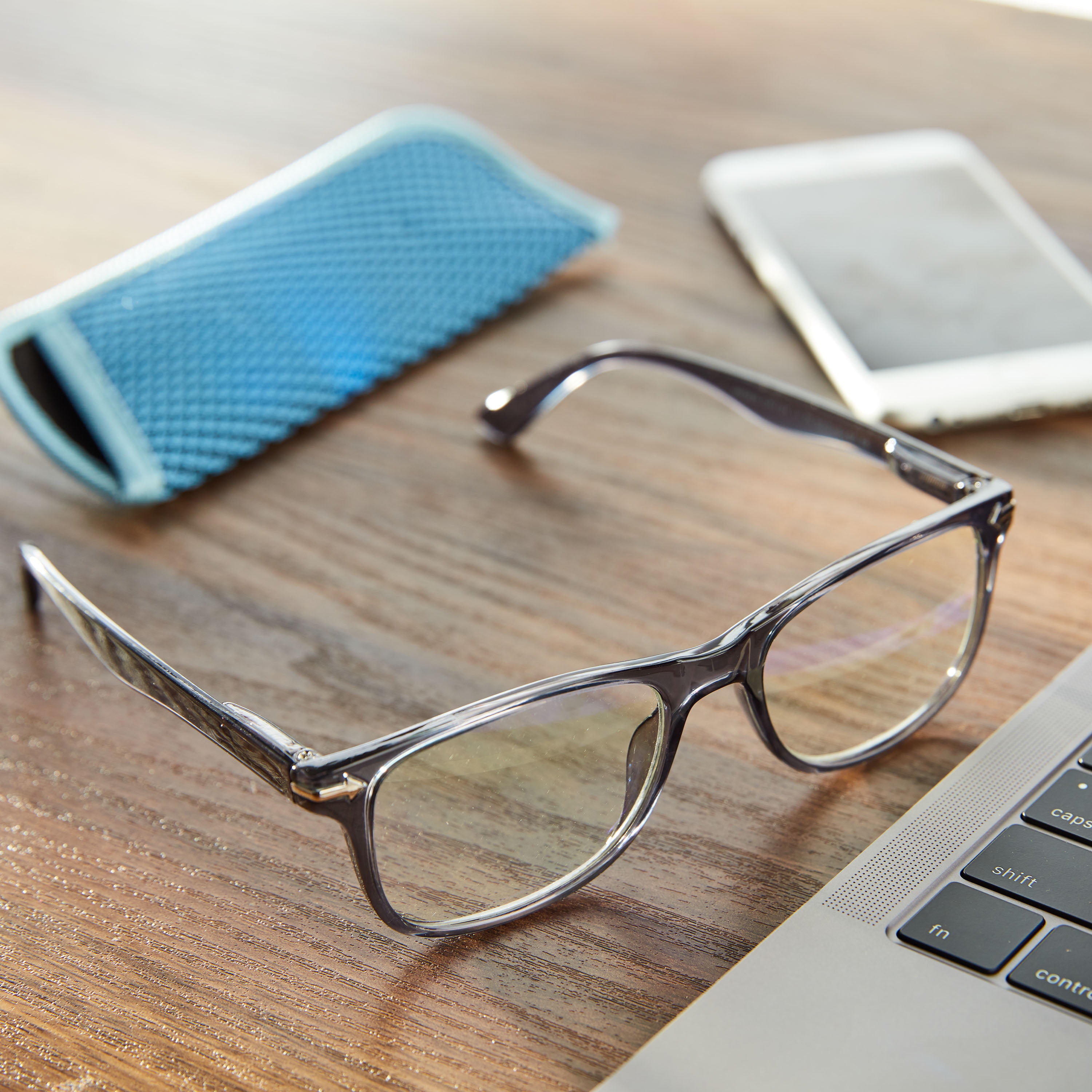Equate Arden Bluelight Unisex Rectangular Reading Glasses with Case, Crystal Grey, +1.25