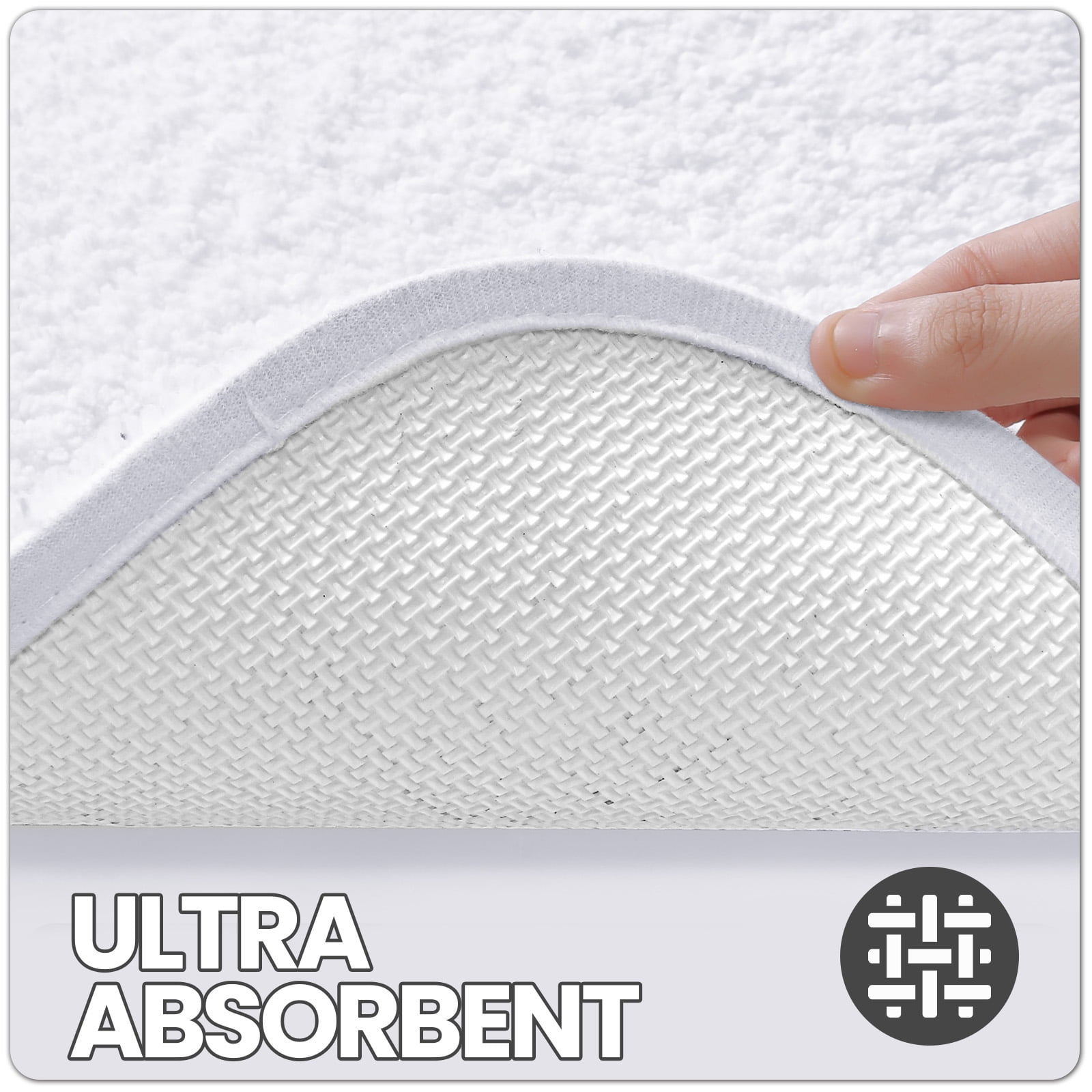 OEAKAY Bathroom Rugs,24"x16",Non Slip Shower Bath Room,Extra Soft and Absorbent,Bath Mats for Bathroom Floor,Machine Wash Dry Carpet Mat for Tub,24"x16"White