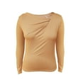 thumbnail image 4 of BLVB Long Sleeve Tops for Women Trendy Asymmetrical Neck Ruched Going out Tops Spring Fall Fashion Tee Shirts Outfits, 4 of 6